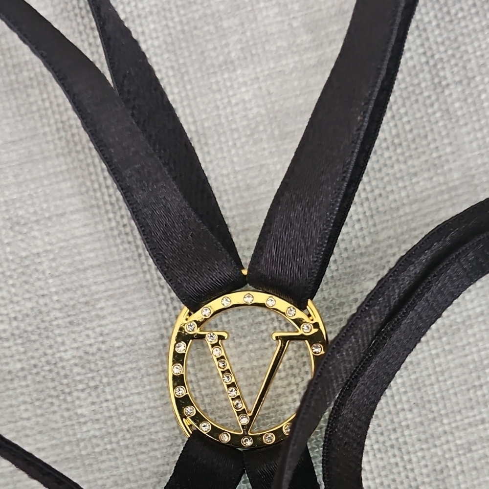 Victoria's Secret Black Strappy Push-Up Bra with Gold Accents - Picture 3 of 7